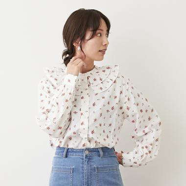 【リンク】フリル衿ブラウス(レディース)