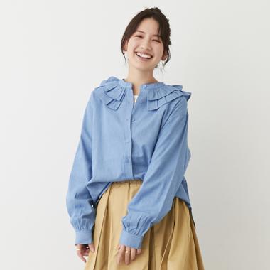 【リンク】フリル衿ブラウス(レディース)