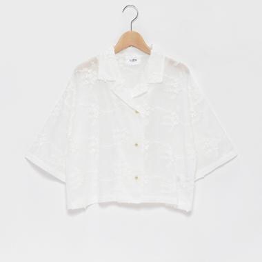 【LADIES】花レースシャツ