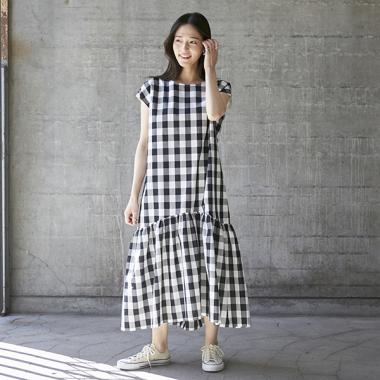 【リンク】チェック切り替えワンピース(レディース)