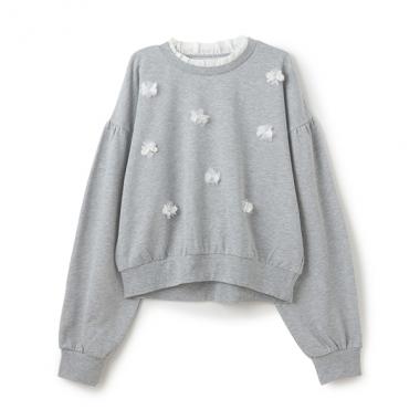 【吸水速乾/リンク】花モチーフトレーナー