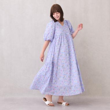 【リンク】ラメストライプ/花柄ワンピース