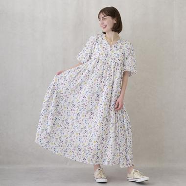 【リンク】ラメストライプ/花柄ワンピース