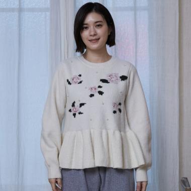 【フワもちっと/リンク】お花パールニット