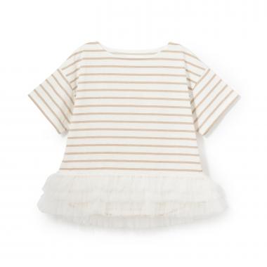 ボーダーペプラム半袖Tシャツ