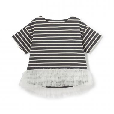 ボーダーペプラム半袖Tシャツ