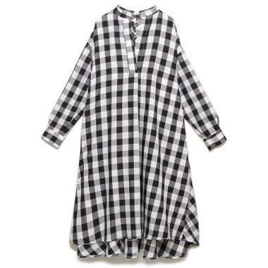 後ろレースアップシャツワンピース