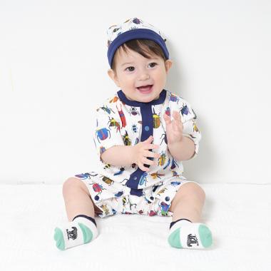 昆虫総柄カバーオール3点セット