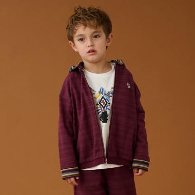 裏ボーダー裏毛ジップパーカ