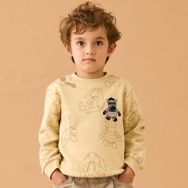 ぬいぐるみ総柄裏毛プルオーバー