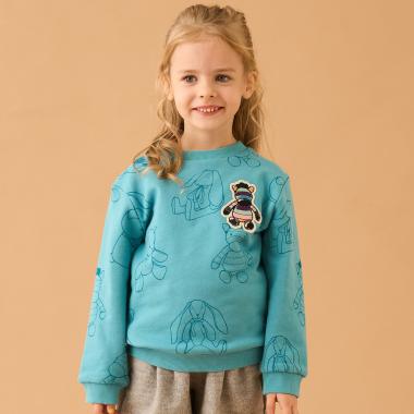 ぬいぐるみ総柄裏毛プルオーバー