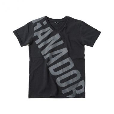天竺・ビックロゴVネック半袖Tシャツ