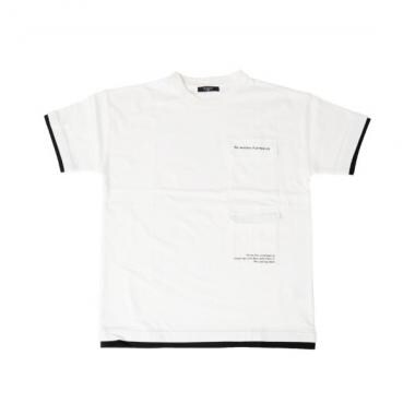 【大人向けサイズあり】天竺・ドロップショルダーWポケットレイヤード半袖Tシャツ