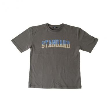 スエード天竺・ドロップショルダーロゴプリント5分袖Tシャツ