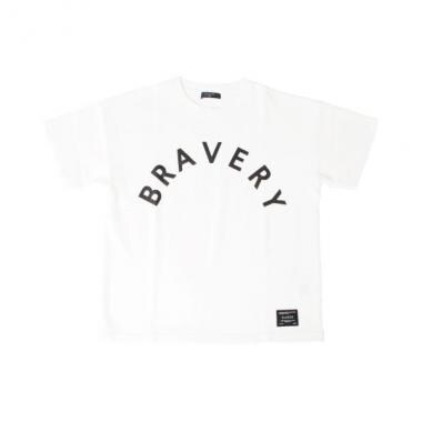 ダブルフェイス・ドロップショルダーアーチロゴプリント半袖Tシャツ