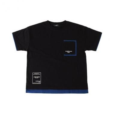 天竺・接触冷感ドロップショルダーフェイクレイヤードポケット半袖Tシャツ