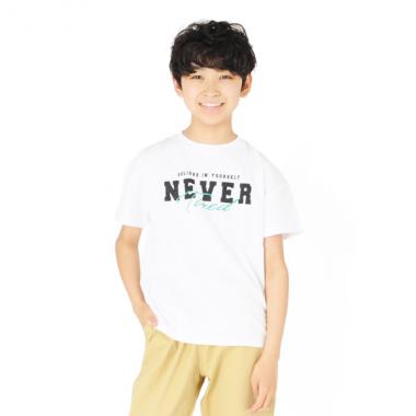 天竺・ドロップショルダーダブルロゴプリント半袖Tシャツ