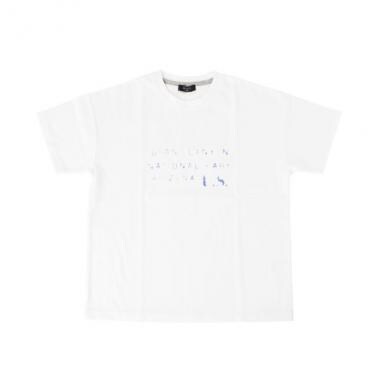 【大人向けサイズあり】ＯＥ天竺・接触冷感ドロップショルダーステンシルプリント半袖Tシャツ