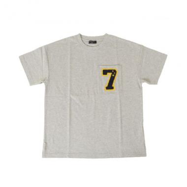 天竺・接触冷感ドロップショルダーサガラ風レタード半袖Tシャツ