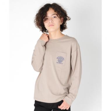 タフ天竺・ドロップショルダーポケットプリント長袖Ｔシャツ