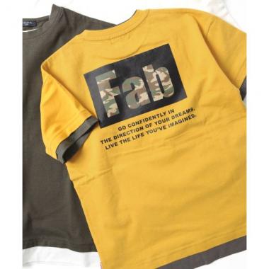 天竺・USAコットン ドロップショルダー袖裾レイヤード半袖Tシャツ