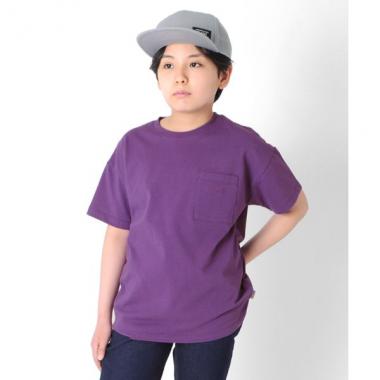 【大人向けサイズあり】天竺・USAコットン ドロップショルダーポケット刺繍半袖Tシャツ