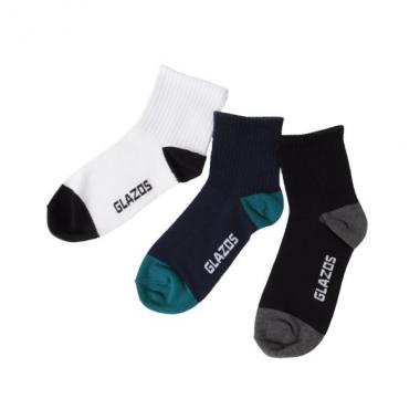 【大人向けサイズあり】ショート丈配色ソックス３足セット