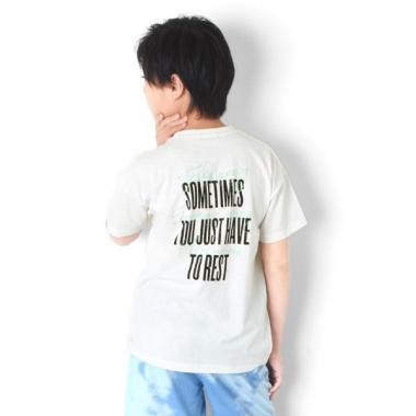 【大人向けサイズあり】スラブ天竺・ドロップショルダーネオンカラーバックプリント半袖Ｔシャツ