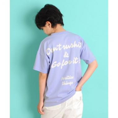 【大人向けサイズあり】天竺・ドロップショルダーBIGロゴバックプリント半袖Tシャツ