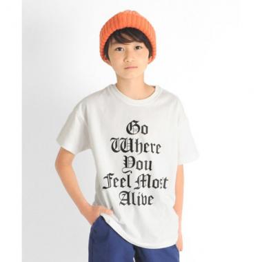 【大人向けサイズあり】天竺・ドロップショルダートライバルロゴ半袖Tシャツ