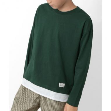 裾レイヤードクルーネック長袖Ｔシャツ