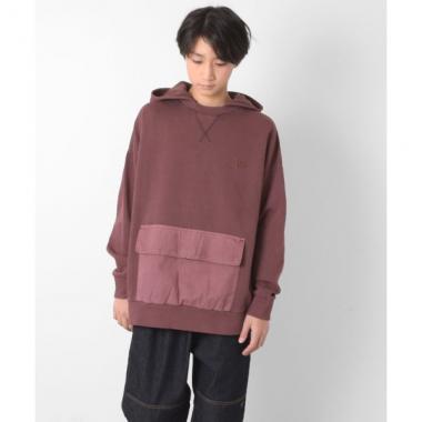 【大人向けサイズあり】裏毛・ピグメント異素材ポケットビッグパーカー