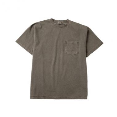 【大人向けサイズあり】製品染め・無地半袖ポケットロゴプリントTシャツ