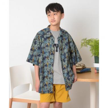 【大人向けサイズあり】コットン・リゾートプリントビッグ半袖開襟シャツ