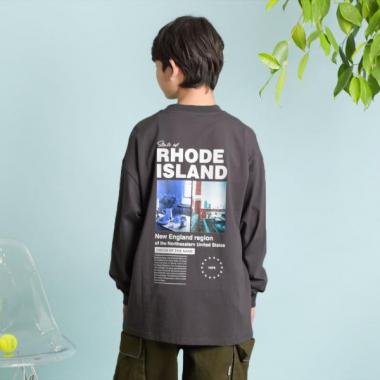 バックフォトプリント長袖Tシャツ