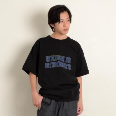 USAコットン・スウェットライクカレッジロゴプリント半袖Tシャツ