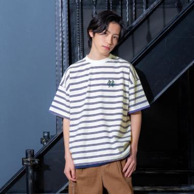 ボーダー・ワンポイント刺繍Tシャツ