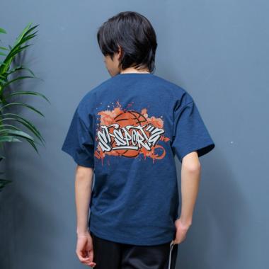 【大人向けサイズあり】【接触冷感】【速乾】【UVカット】クールラフ・バスケグラフィティプリント半袖Tシャツ