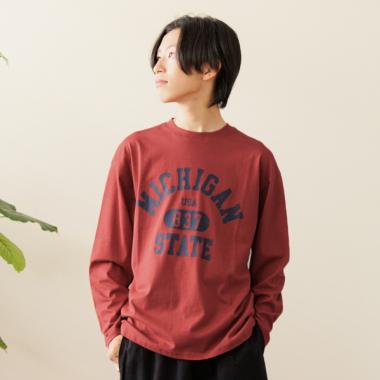 【大人向けサイズあり】【プチプラ】フロントカレッジロゴ長袖Tシャツ