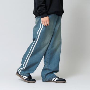 【大人向けサイズあり】デニム・配色ラインパンツ