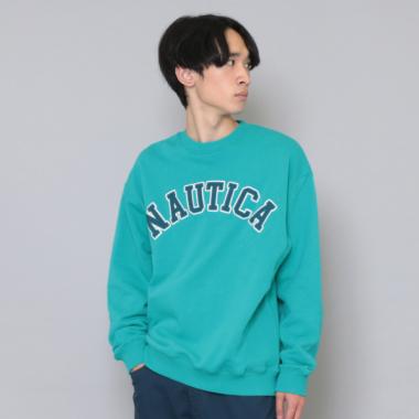 【大人向けサイズあり】【NAUTICA】フロントロゴアップリケトレーナー