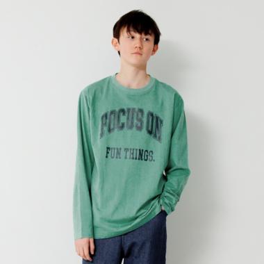 【大人向けサイズあり】【プチプラ】フロントカレッジロゴ長袖Tシャツ