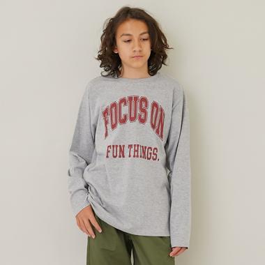 【大人向けサイズあり】【プチプラ】フロントカレッジロゴ長袖Tシャツ