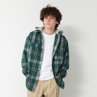 【大人向けサイズあり】フード付きチェックシャツ