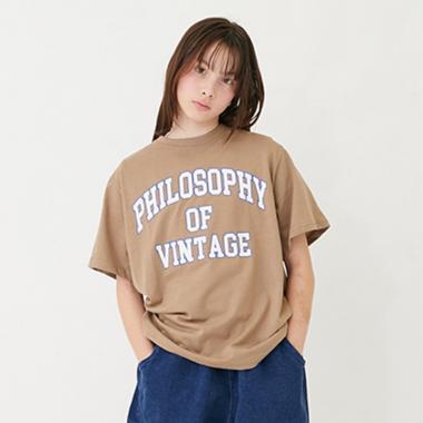 【大人向けサイズあり】【プチプラ】フロントカレッジロゴ半袖Tシャツ