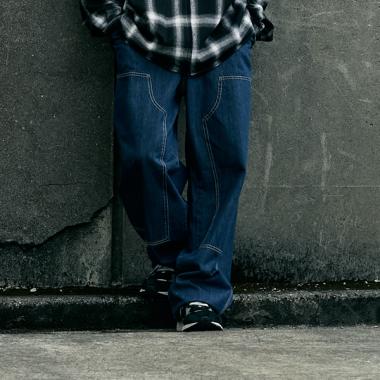 デニム・ダブルニーペインターパンツ