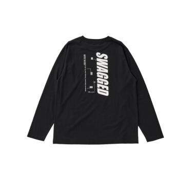 【プチプラ】バックバーチカルロゴプリント長袖Tシャツ