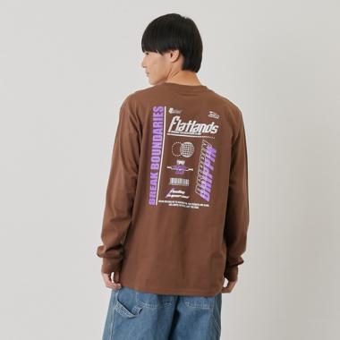 【プチプラ】バック２トーンロゴプリント長袖Tシャツ