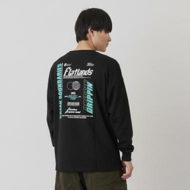 【プチプラ】バック２トーンロゴプリント長袖Tシャツ