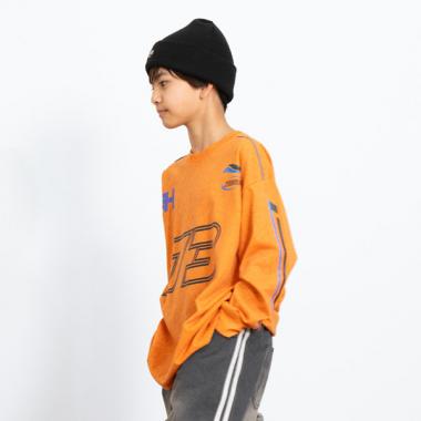 製品染風プリント長袖Tシャツ